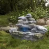 STILISTA® Mystischer Gartenbrunnen Olymp Brunnen in Steinoptik 100x80x60cm groß Springbrunnen inkl. Pumpe und LED- Beleuchtung rot blau gelb grün - Image 5