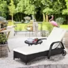 Outsunny Gartenliege Sonnenliege Rattanliege Gartenmöbel Liege mobil mit Kissen, Polyrattan+Metall, Schwarz, 200x73x30-103cm - Image 3