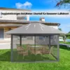 COSTWAY 4x4m Pavillon, Gartenpavillon mit Netzseitenwänden, UV-Schutz 50+, Pop-Up Faltpavillon höhenverstellbar, inkl. Tragetasche mit Rollen, für Garten, Terrasse, Hinterhof (Grau) - Image 4