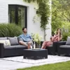 Allibert by Keter Gartenlounge Sofa California 3-Sitzer, graphit/ cool grey, inkl. Sitz- und Rückenkissen, Kunststoff, runde Rattanoptik, 199 x 68 x 72 cm - Image 9