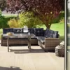 TecTake 800935 Polyrattan Lounge Sitzgruppe für Garten, Balkon und Terrasse, Gartenmöbel Set mit Ecksofa + Esstisch mit Ablage, Sitzgarnitur inkl. Sitz- & Rückenkissen (Grau | Nr. 404250) - Image 4