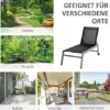 Outsunny Sonnenliege, Gartenliege, 5-stufige Rückenlehne, Aluminium, Schwarz, 202 x 65 x 43 cm - Image 8
