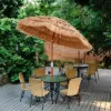 COSTWAY Sonnenschirm Hawaii, Strandschirm Stroh neigbar, Gartenschirm höhenverstellbar, UV-Schutz, Strohschirm Marktschirm Terrassenschirm mit Tragetasche für Garten, Strand, Outdoor - Image 9