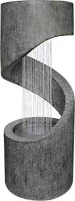 Dehner Gartenbrunnen Mali mit LED Beleuchtung, ca. 79.5 x 31.5 cm, Polyresin, grau