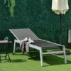 Outsunny Sonnenliege, Gartenliege, 5-stufige Rückenlehne, Aluminium, Schwarz, 202 x 65 x 43 cm - Image 3