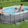 Bestway Power Steel Frame Pool-Set mit Filterpumpe 305 x 200 x 84 cm, grau, oval - Image 3