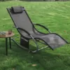 SoBuy OGS28-SCH Swingliege Schaukelliege Sonnenliege Liegestuhl Relaxliege Gartenliege mit Tasche Gewebe in schwarz 150 kg Belastung - Image 3