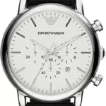 Emporio Armani Herren-Chronograph, Edelstahluhr, 46 mm Gehäusegröße