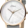s.Oliver Damen Analog Quarz Uhr mit Leder Armband SO-3742-LQ, grau - Image 3