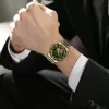 Diella Luxus Uhren Herren Datumsanzeige, Skelett Herren Automatik Uhren Wasserdicht, Gold Edelstahl und Schwarz Jade Herren Armband Uhren (Modell: AD6025) - Image 4