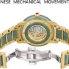 Diella Automatik Damen Uhren, Luxus Grün Jade und Gold Edelstahl Armband Uhren für Damen, Wasserdicht Damen Uhren (Modell: AD6001L) - Image 4