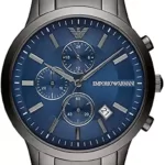 Emporio Armani Herren-Chronograph, Edelstahluhr, 43 mm Gehäusegröße