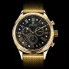 LOUIS XVI Herren-Armbanduhr Danton Gold Schwarz echte Diamanten Stahlband Römische Zahlen Chronograph Analog Quarz Edelstahl Milanaise 898 - Image 4
