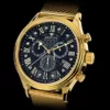 LOUIS XVI Herren-Armbanduhr Danton Gold Schwarz echte Diamanten Stahlband Römische Zahlen Chronograph Analog Quarz Edelstahl Milanaise 898 - Image 6