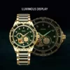 Diella Luxus Uhren Herren Datumsanzeige, Skelett Herren Automatik Uhren Wasserdicht, Gold Edelstahl und Schwarz Jade Herren Armband Uhren (Modell: AD6025) - Image 5