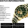 Diella Luxus Uhren Herren Datumsanzeige, Skelett Herren Automatik Uhren Wasserdicht, Gold Edelstahl und Schwarz Jade Herren Armband Uhren (Modell: AD6025) - Image 3