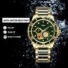Diella Luxus Uhren Herren Datumsanzeige, Skelett Herren Automatik Uhren Wasserdicht, Gold Edelstahl und Schwarz Jade Herren Armband Uhren (Modell: AD6025) - Image 7