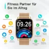 Popglory Smartwatch für Damen Herren, 1.85 Zoll Touch-Farbdisplay mit Bluetooth Anrufe,Fitnessuhr mit SpO2 Blutdruckmessung Herzfrequenz Schrittzähler Schlafmonitor kompatibel mit iOS&Android - Image 7