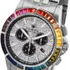 LOUIS XVI Herren-Armbanduhr Majesté Iced Out Rainbow Stahlband Silber CZ-Diamanten Chronograph Analog Quarz Edelstahl 1121 - Image 3