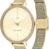Tommy Hilfiger Analog Quarzuhr für Damen mit Gelbgoldfarbenes Edelstahl-Mesh-Gliederarmband - 1782114 - Image 3