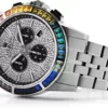 LOUIS XVI Herren-Armbanduhr Majesté Iced Out Rainbow Stahlband Silber CZ-Diamanten Chronograph Analog Quarz Edelstahl 1121 - Image 4