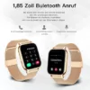 Popglory Smartwatch für Damen Herren, 1.85 Zoll Touch-Farbdisplay mit Bluetooth Anrufe,Fitnessuhr mit SpO2 Blutdruckmessung Herzfrequenz Schrittzähler Schlafmonitor kompatibel mit iOS&Android - Image 3