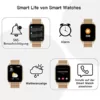 Popglory Smartwatch für Damen Herren, 1.85 Zoll Touch-Farbdisplay mit Bluetooth Anrufe,Fitnessuhr mit SpO2 Blutdruckmessung Herzfrequenz Schrittzähler Schlafmonitor kompatibel mit iOS&Android - Image 4