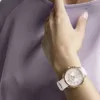 Swarovski Crystalline Glam Uhr, Damenuhr mit Rosé Vergoldetem, Funkelndem Zifferblatt mit Swarovski Kristallen und Weißem Lederarmband - Image 5