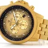 LOUIS XVI Herren-Armbanduhr Aramis Frosted Stahlband Gold Schwarz Fume echte Diamanten Chronograph Analog Quarz Edelstahl 1080 - Image 4