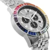 LOUIS XVI Herren-Armbanduhr Majesté Iced Out Rainbow Stahlband Silber CZ-Diamanten Chronograph Analog Quarz Edelstahl 1121 - Image 5